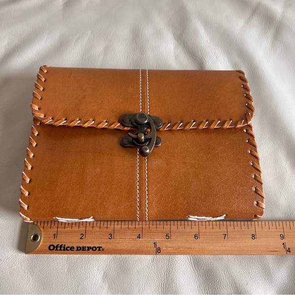Brown Leather Bound Journal Diary Paper Hand Stitched Clasp Closure - Picture 8 of 10
